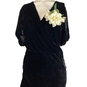 NYC Label Vintage 30s Bias Cut Velvet Cocktail Dress 1930s Below Knee
